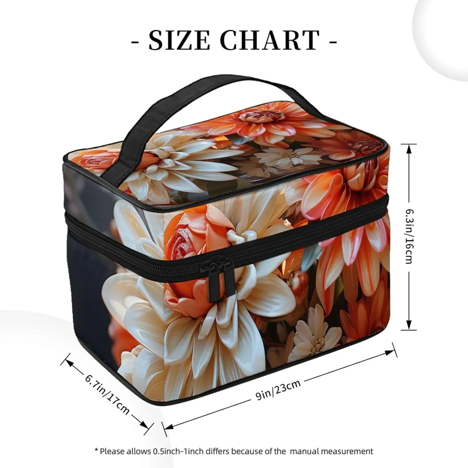 Toiletry Bag for Women Men Dopp Kit Travel Makeup Bag Make Up Organizers Cosmetic Bag Orange Flowers Hanging Toiletry Bag Shaving Bag with Large Capacity for Travel