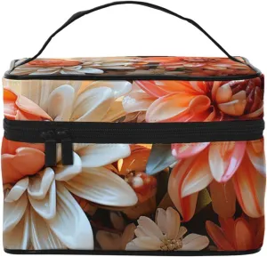 Toiletry Bag for Women Men Dopp Kit Travel Makeup Bag Make Up Organizers Cosmetic Bag Orange Flowers Hanging Toiletry Bag Shaving Bag with Large Capacity for Travel