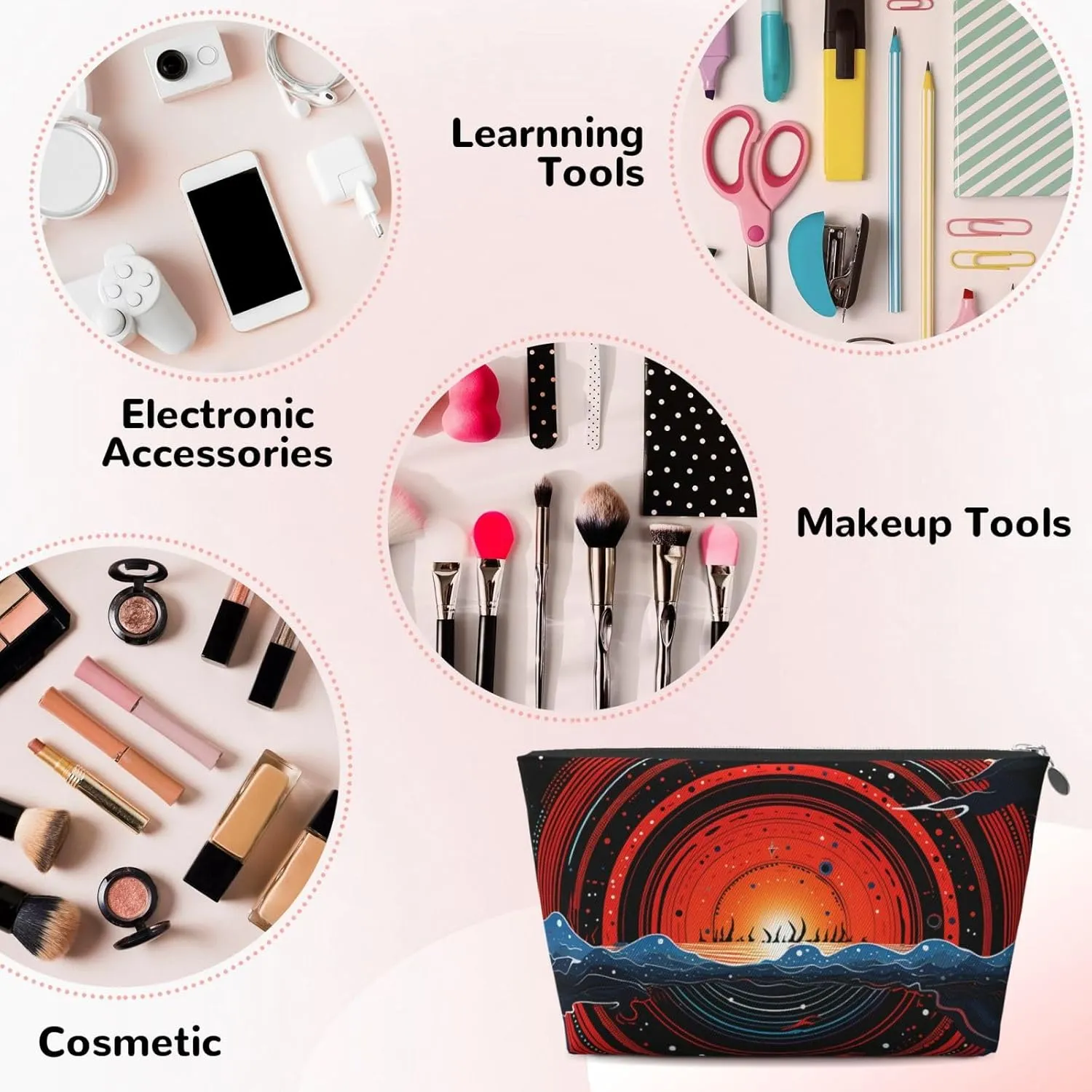 Toiletry Bag for Women Men Dopp Kit Travel Makeup Bag Saturn Oceans Make Up Organizers Cosmetic Bag