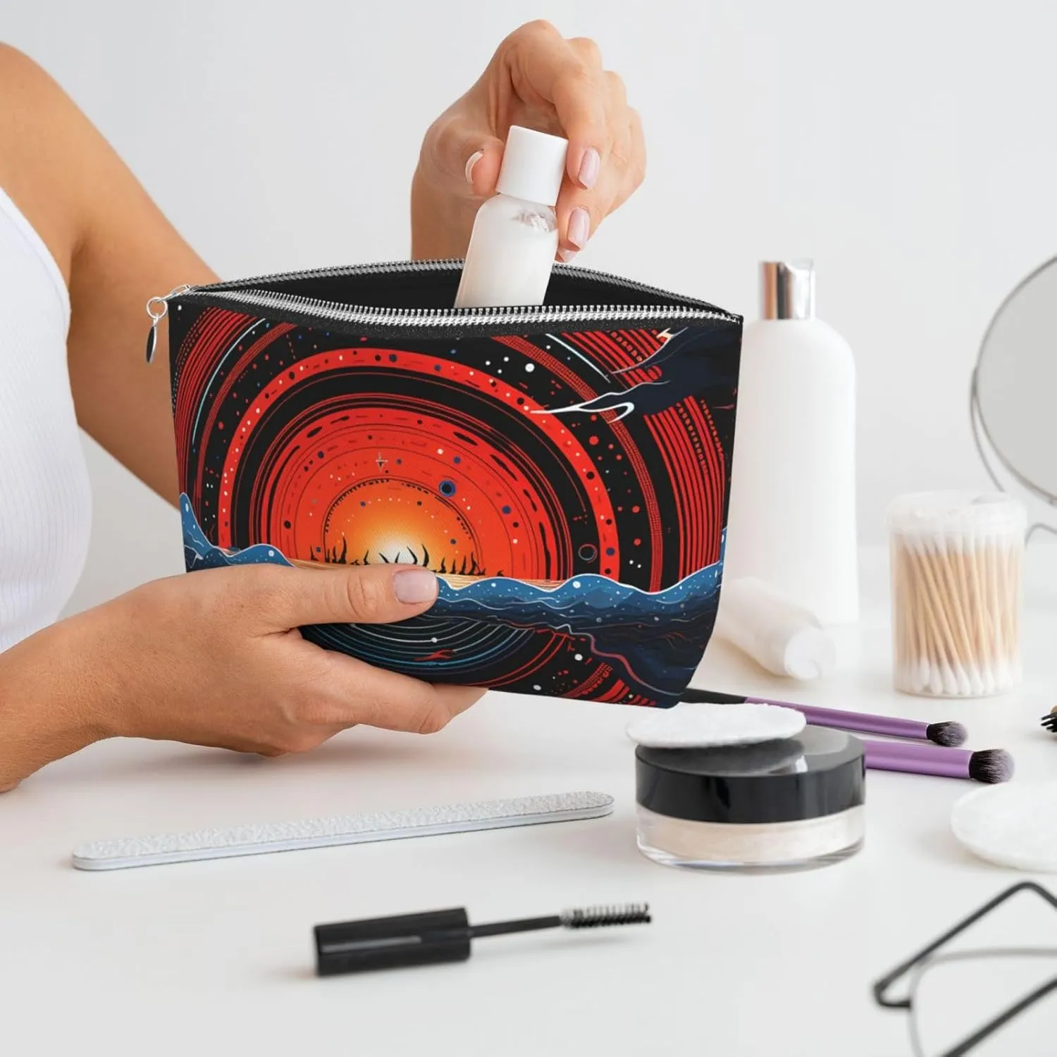 Toiletry Bag for Women Men Dopp Kit Travel Makeup Bag Saturn Oceans Make Up Organizers Cosmetic Bag
