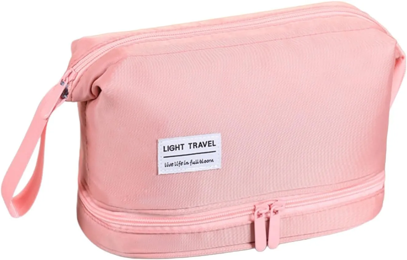 Toiletry Travel Bag For Men Women,Light Portable Waterproof Makeup Cosmetic Bag,Travel Organizer Packing Cubes (Pink)