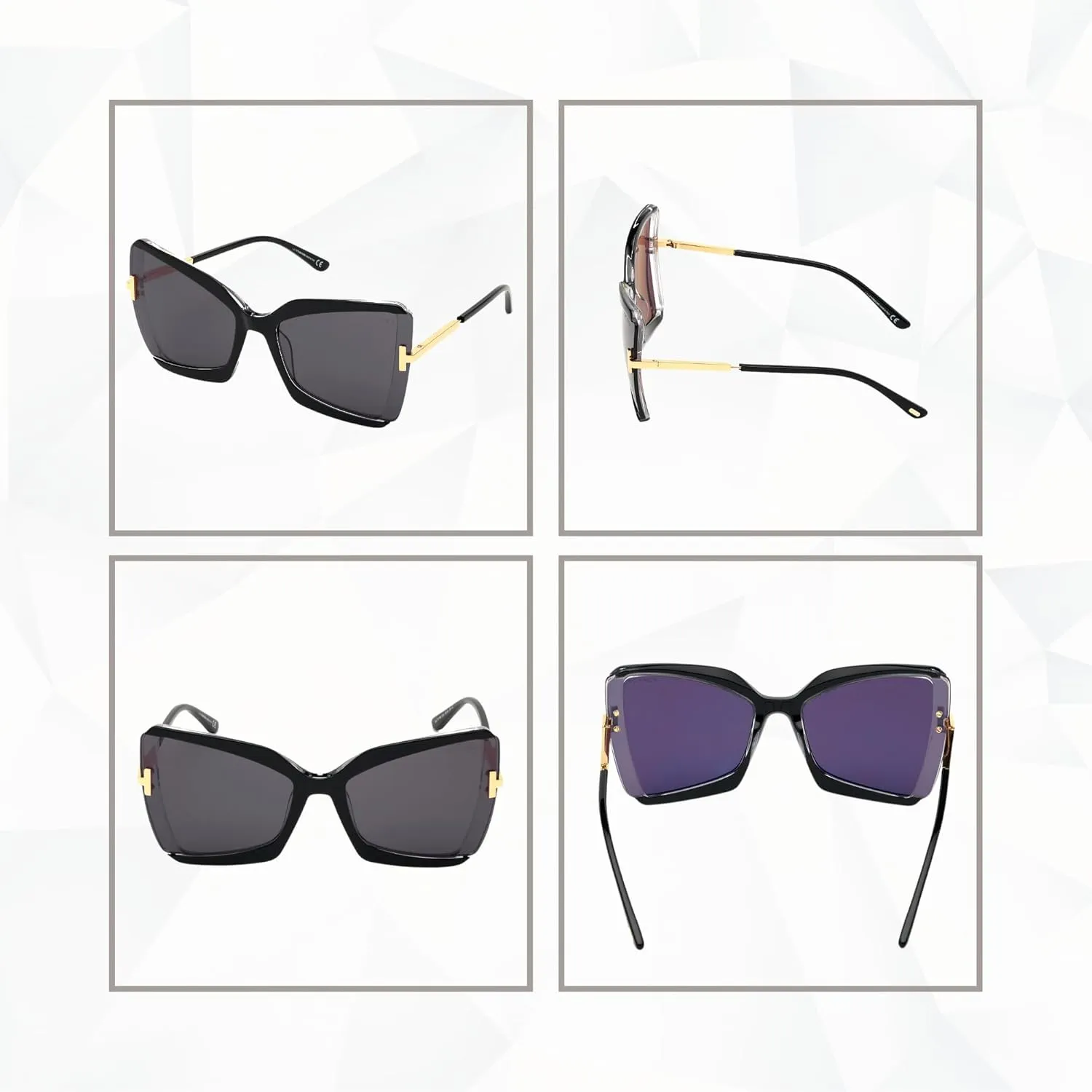 Tom Ford Gia FT0766 Square Sunglasses for Women   BUNDLE With Designer iWear Eyewear Kit