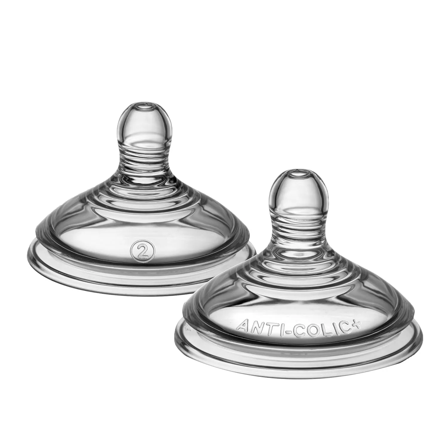 Tommee Tippee Closer to Nature Anti-Colic Baby Bottle, 5oz, Slow-Flow Breast-Like Nipple & Advanced Anti-Colic Baby Bottle Nipples, Breast-Like, Soft Silicone, Medium Flow, 3m , 2 Count