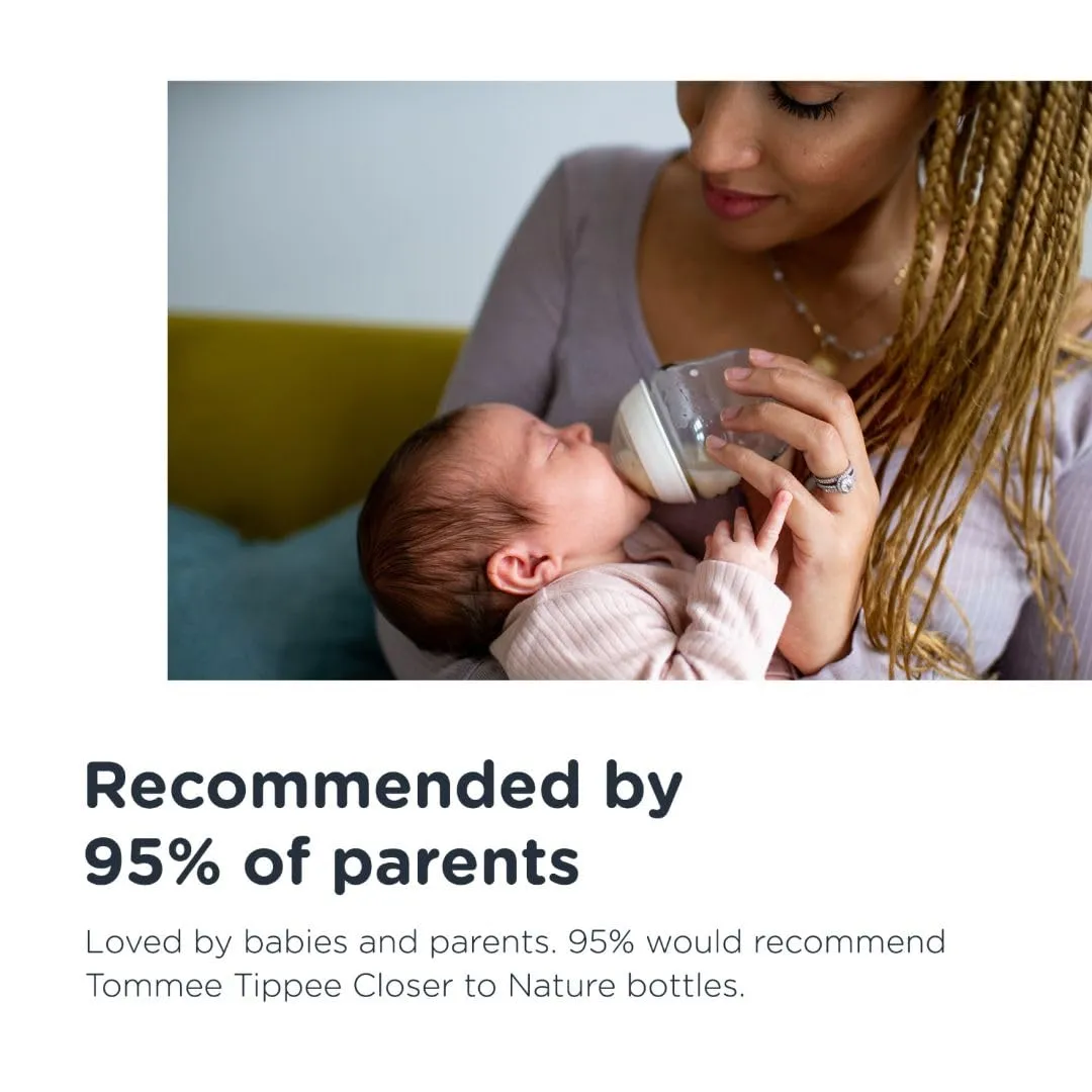 Tommee Tippee Closer to Nature Baby Bottles | Slow Flow Breast-Like Nipple with Anti-Colic Valve (9oz, 6 Count)
