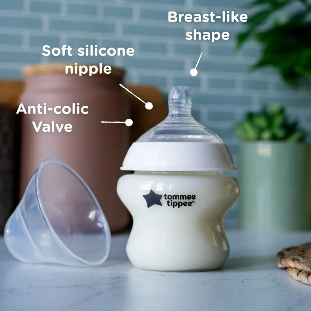 Tommee Tippee Closer to Nature Baby Bottles | Slow Flow Breast-Like Nipple with Anti-Colic Valve (9oz, 6 Count)