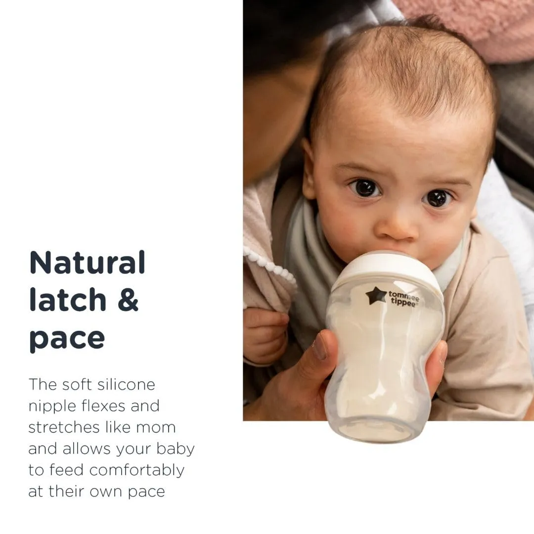 Tommee Tippee Closer to Nature Baby Bottles | Slow Flow Breast-Like Nipple with Anti-Colic Valve (9oz, 6 Count)