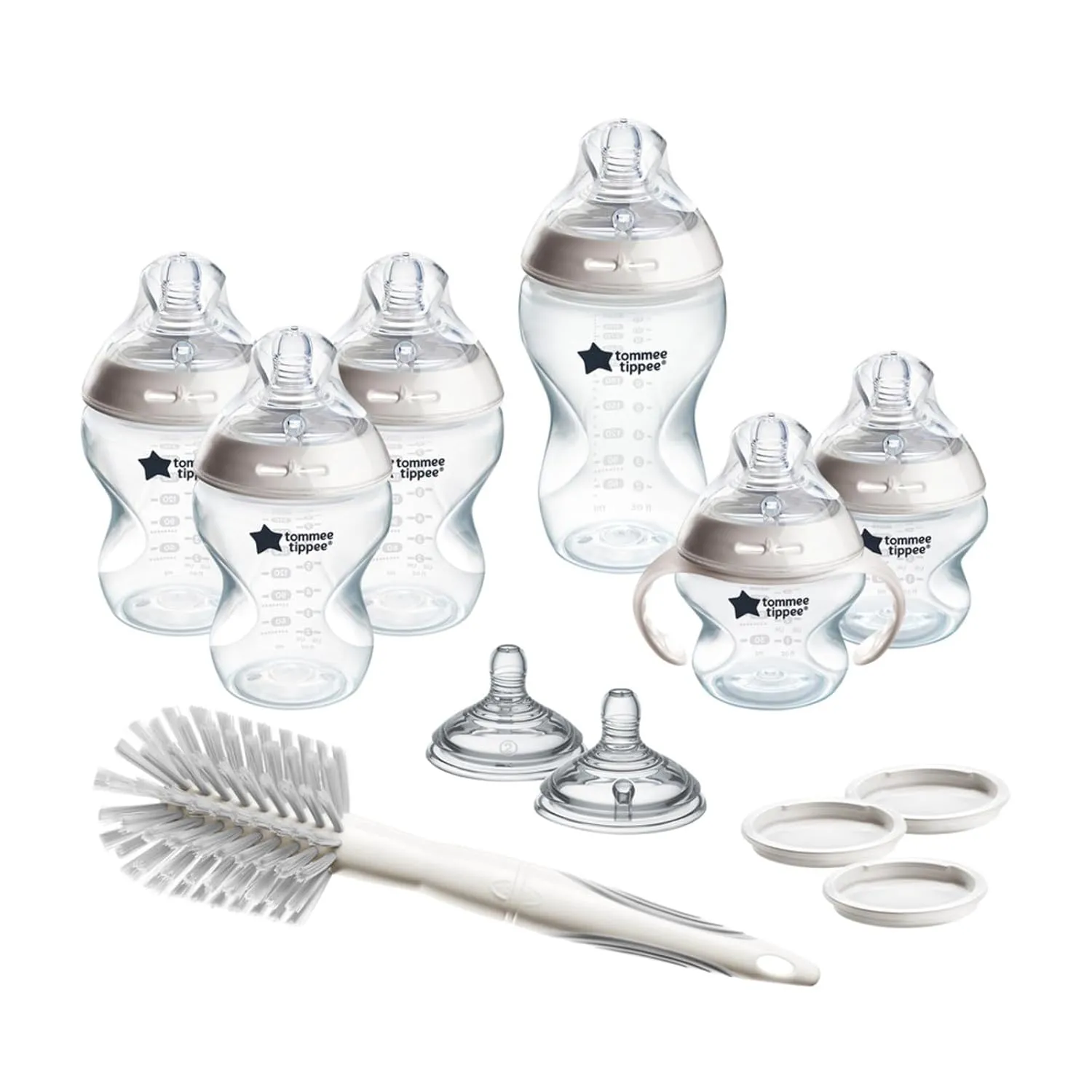 Tommee Tippee Natural Start Grow with Baby Bottle Set, 5oz, 9oz & 11oz Baby Bottles, Slow, Medium & Thicker Flow Breast-Like Nipples with Anti-Colic Valves, Removable Bottle Handles, Self-Sterilizing
