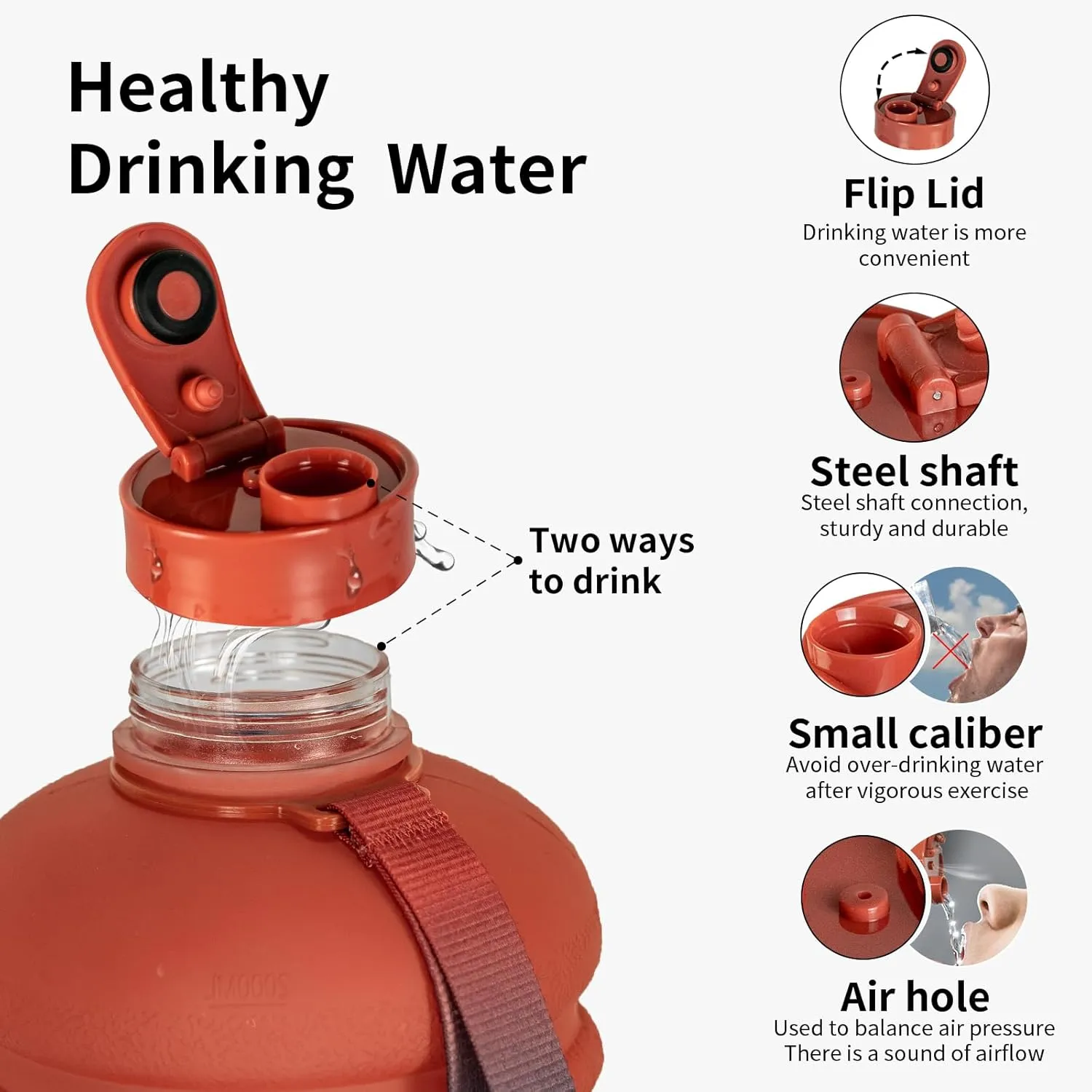TOOFEEL 2.2 Litre / 74oz Athletic Water Bottle with Frosted Handle for Camping - Bike Bottle - Water Jugs For Drinking - Reusable Water Bottles - Dawn Colored Webbing Gradient Color Water Jug