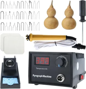 Toolly Wood Burning Kit, Wood Burning Tool, Temperature Adjustable Pyrography Machine, Upgraded 60W Digital Wood Burner Tool with 30PCS Wire Tips for Adults and Beginners