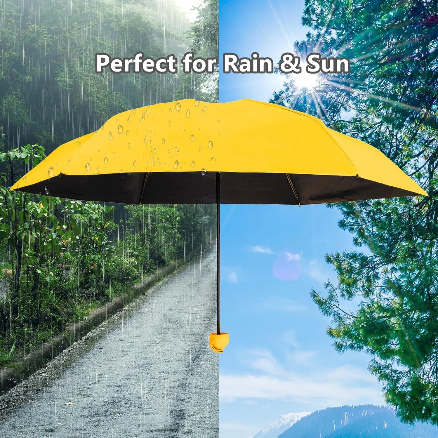 TopTie Custom Mini Travel Umbrella, Add Your Name Logo on Compact Umbrella for Sun & Rain