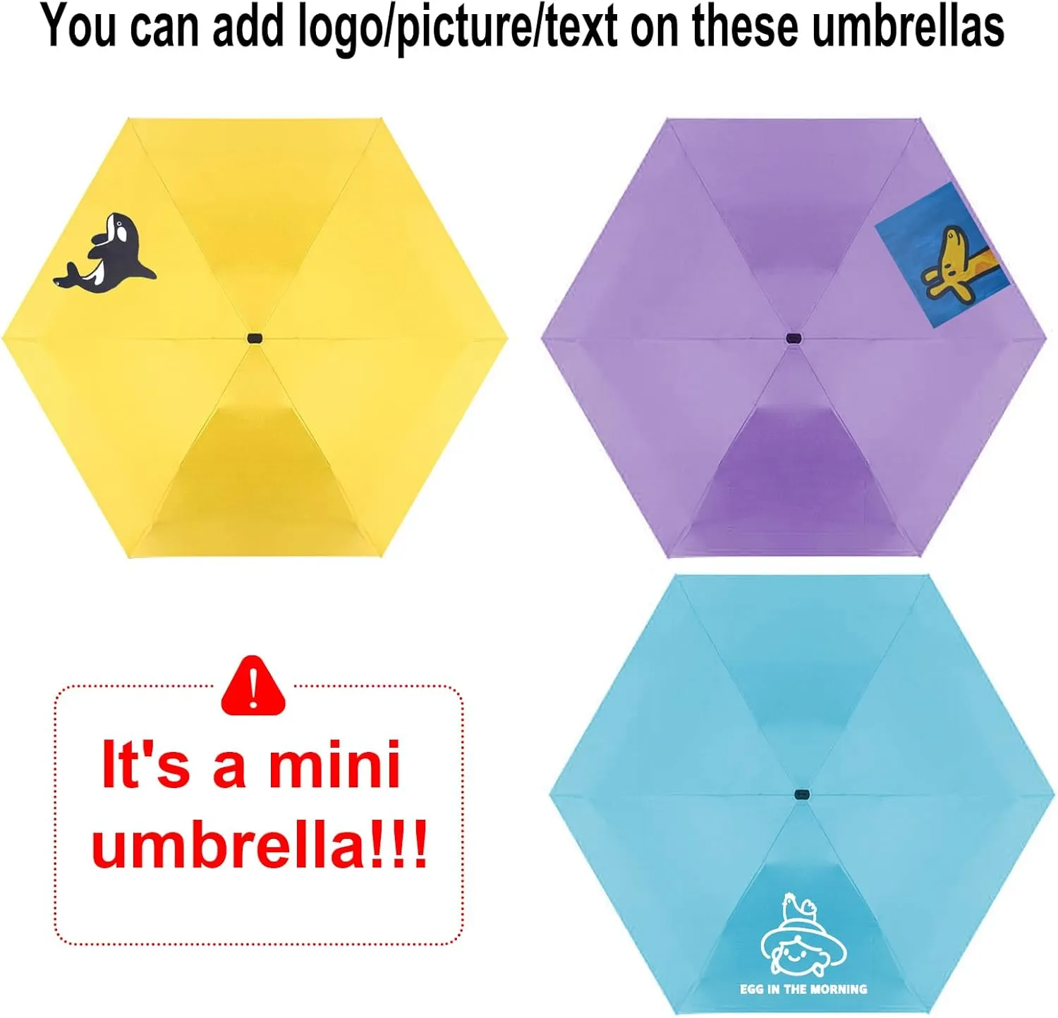 TopTie Custom Mini Travel Umbrella, Add Your Name Logo on Compact Umbrella for Sun & Rain