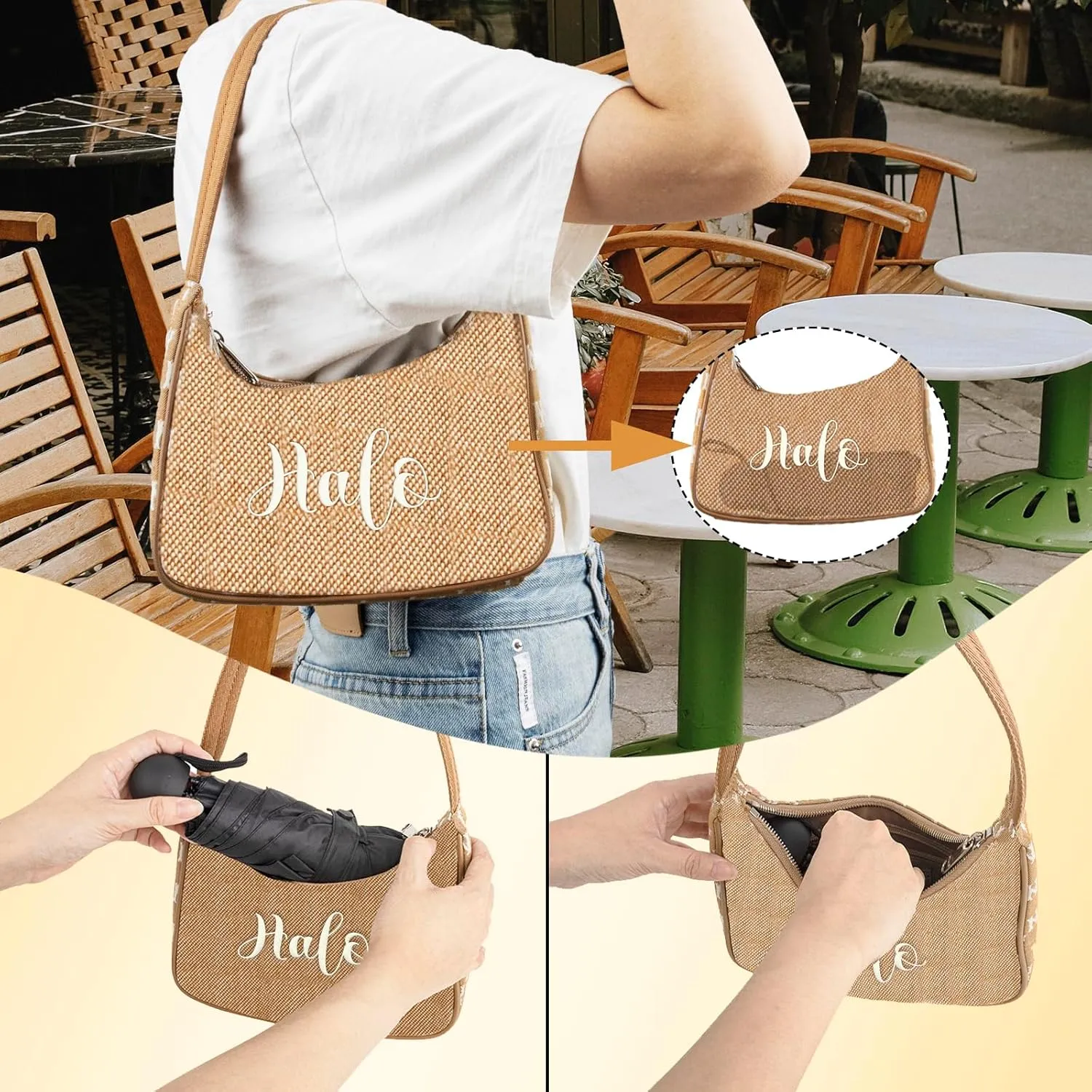 TopTie Custom Mini Travel Umbrella, Add Your Name Logo on Compact Umbrella for Sun & Rain