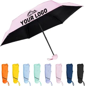 TopTie Custom Mini Travel Umbrella, Add Your Name Logo on Compact Umbrella for Sun & Rain
