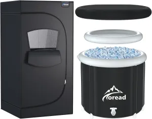TOREAD Sauna and Cold Plunge XL Combo-Portable Far Infrared Sauna, Portable Infrared Full Size Sauna Tent, Sauna for Infrared Home Spa & XL Ice Bath Tub-112gal Portable Cold Plunge Tub with Carry Bag