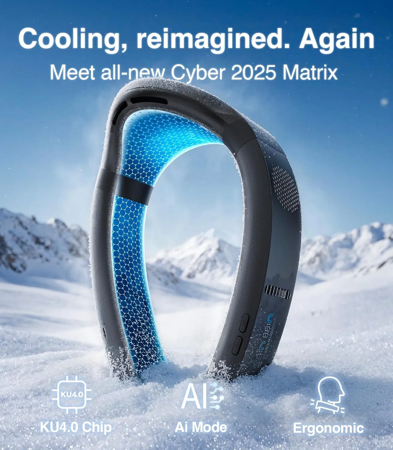 TORRAS 2025 Upgraded COOLiFY Cyber Neck Fan Air Conditioner | Wearable Neck Fan Rechargeable with 6000mAh Battery & 3D Immersive Cooling Tech, Portable Neck Fans that Blow Cold Air for Outdoor/Indoor