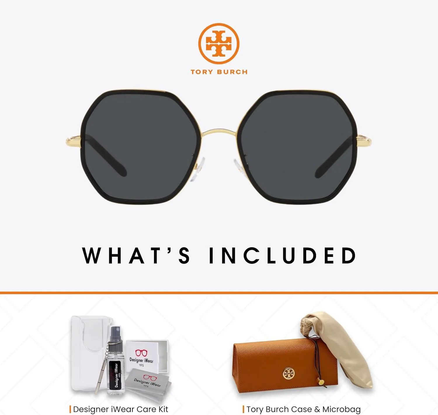 Tory Burch TY6092 Hexagonal Sunglasses for Women   BUNDLE With Designer iWear Eyewear Kit