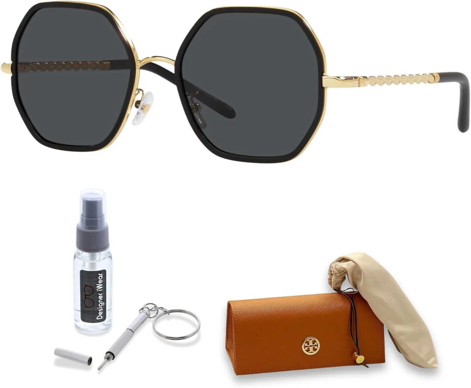 Tory Burch TY6092 Hexagonal Sunglasses for Women   BUNDLE With Designer iWear Eyewear Kit
