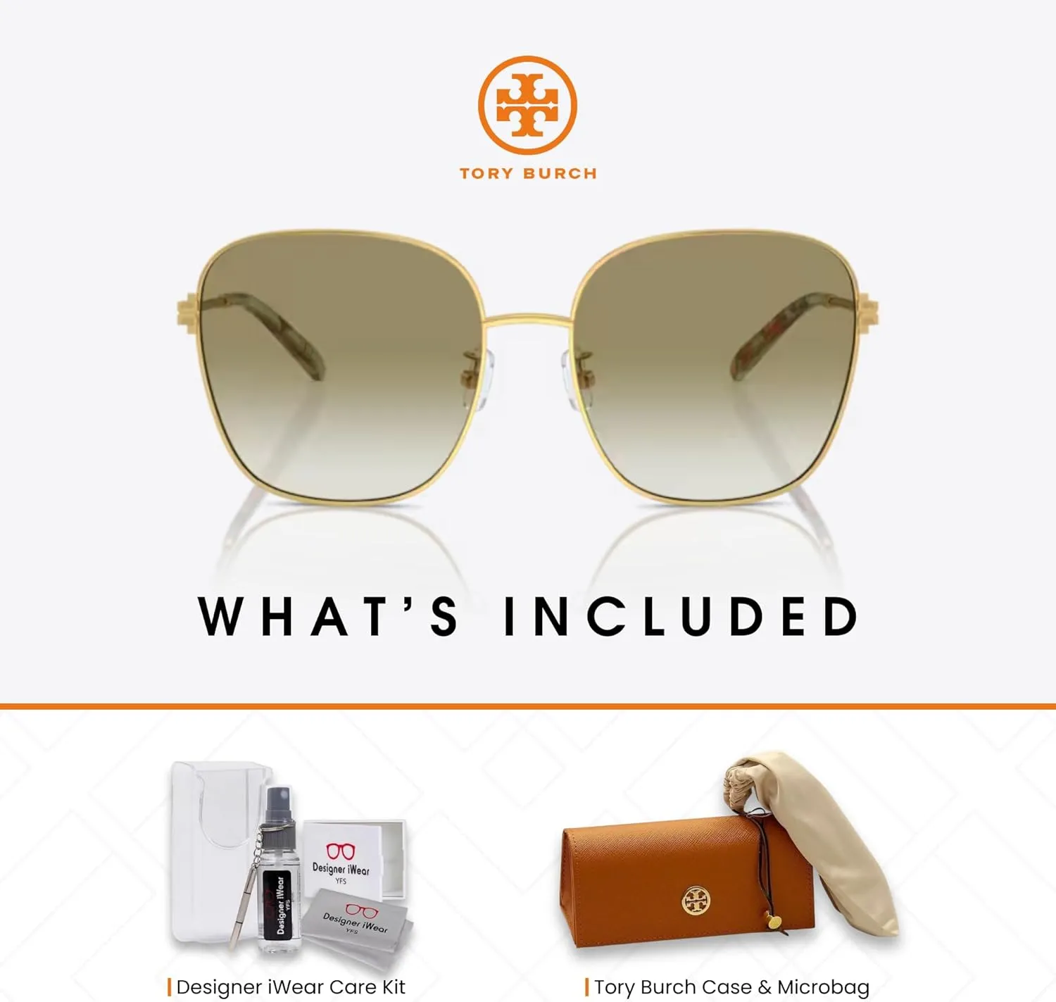 Tory Burch TY6108 Square Sunglasses for Women   BUNDLE With Deisgner iWear Complimentary Eyewear Kit