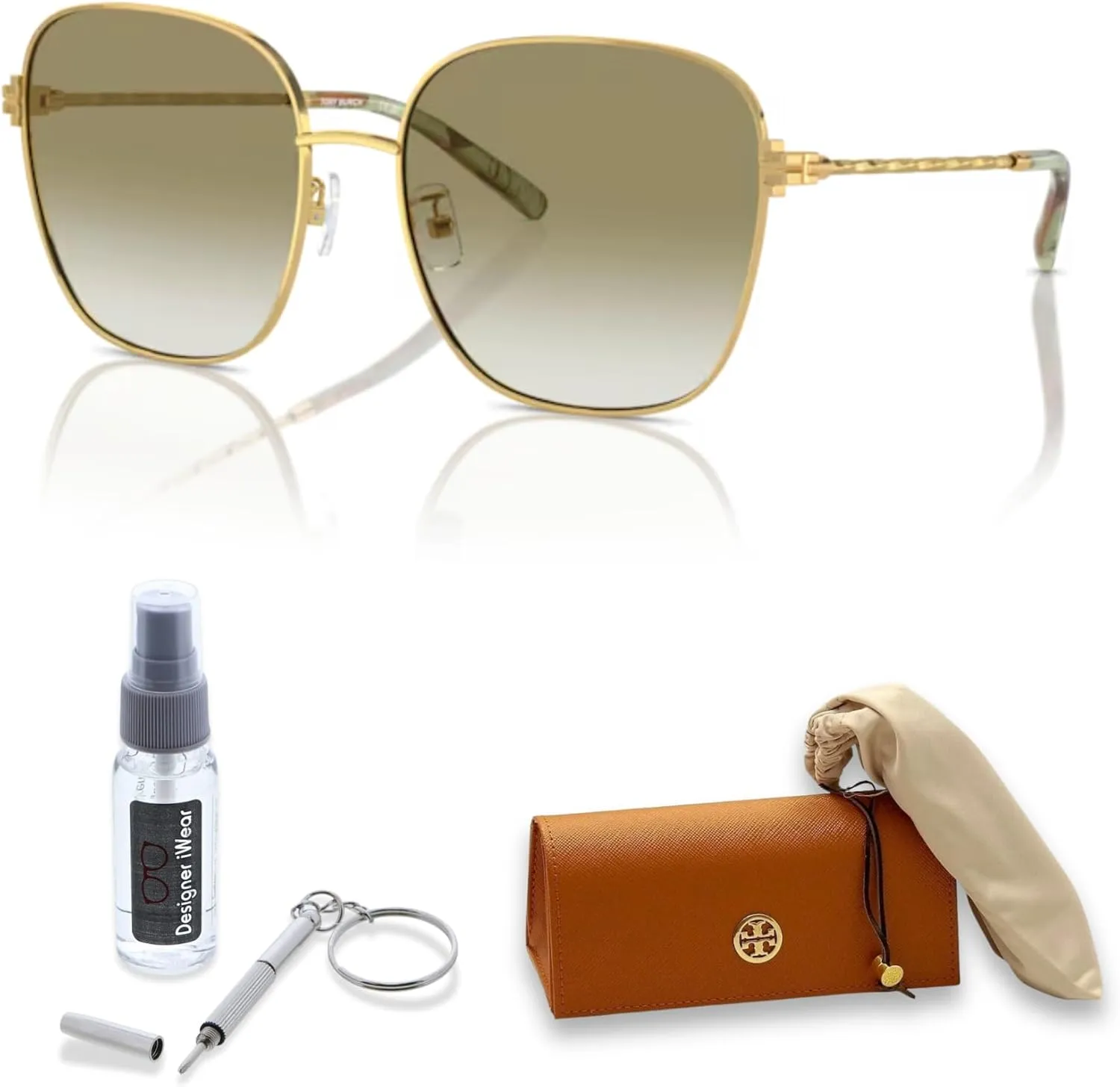 Tory Burch TY6108 Square Sunglasses for Women   BUNDLE With Deisgner iWear Complimentary Eyewear Kit