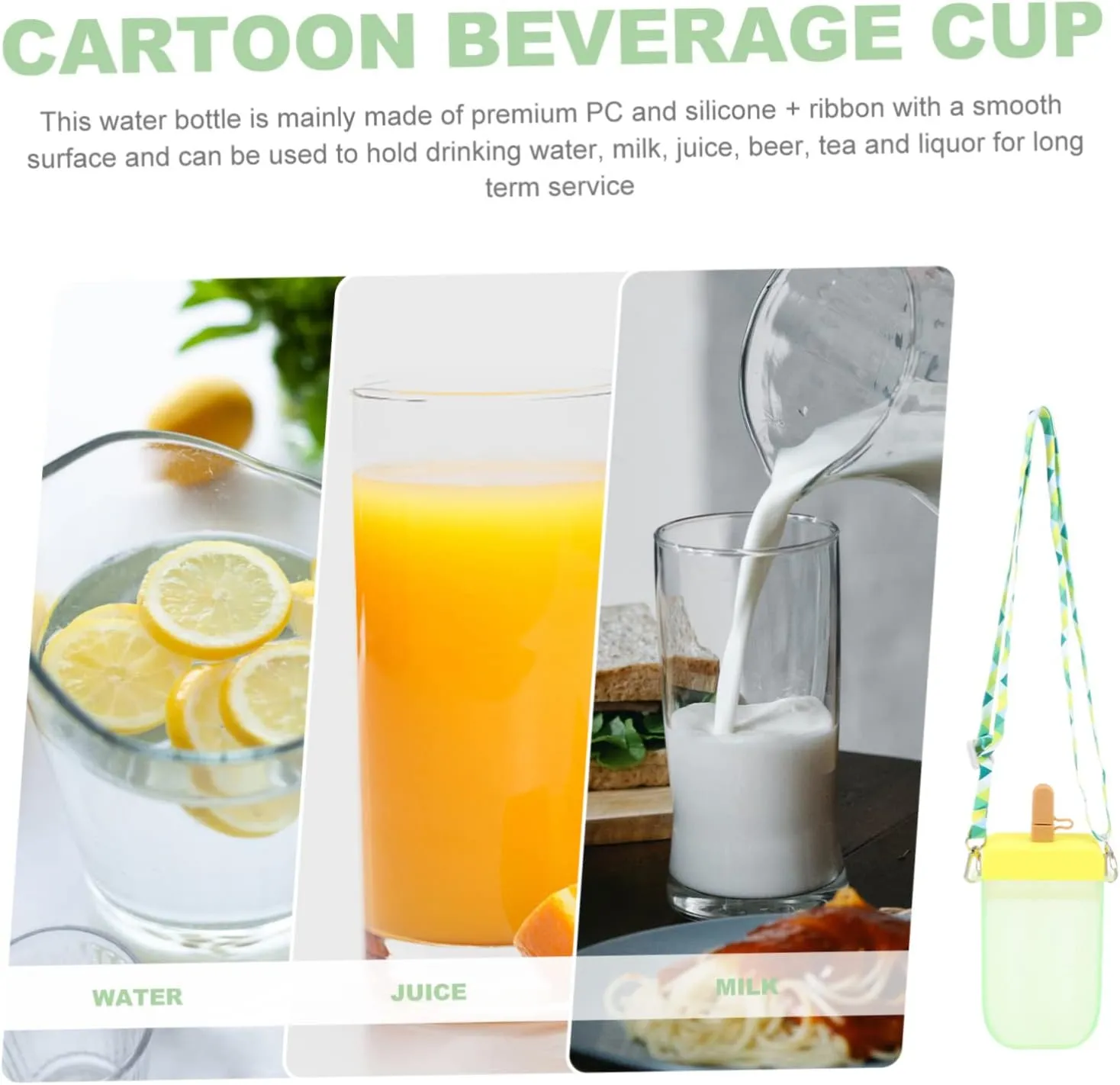 Totority Summer Popsicle Water Bottle 300ml Collapsible Student Juice Cup for Girls Home Office