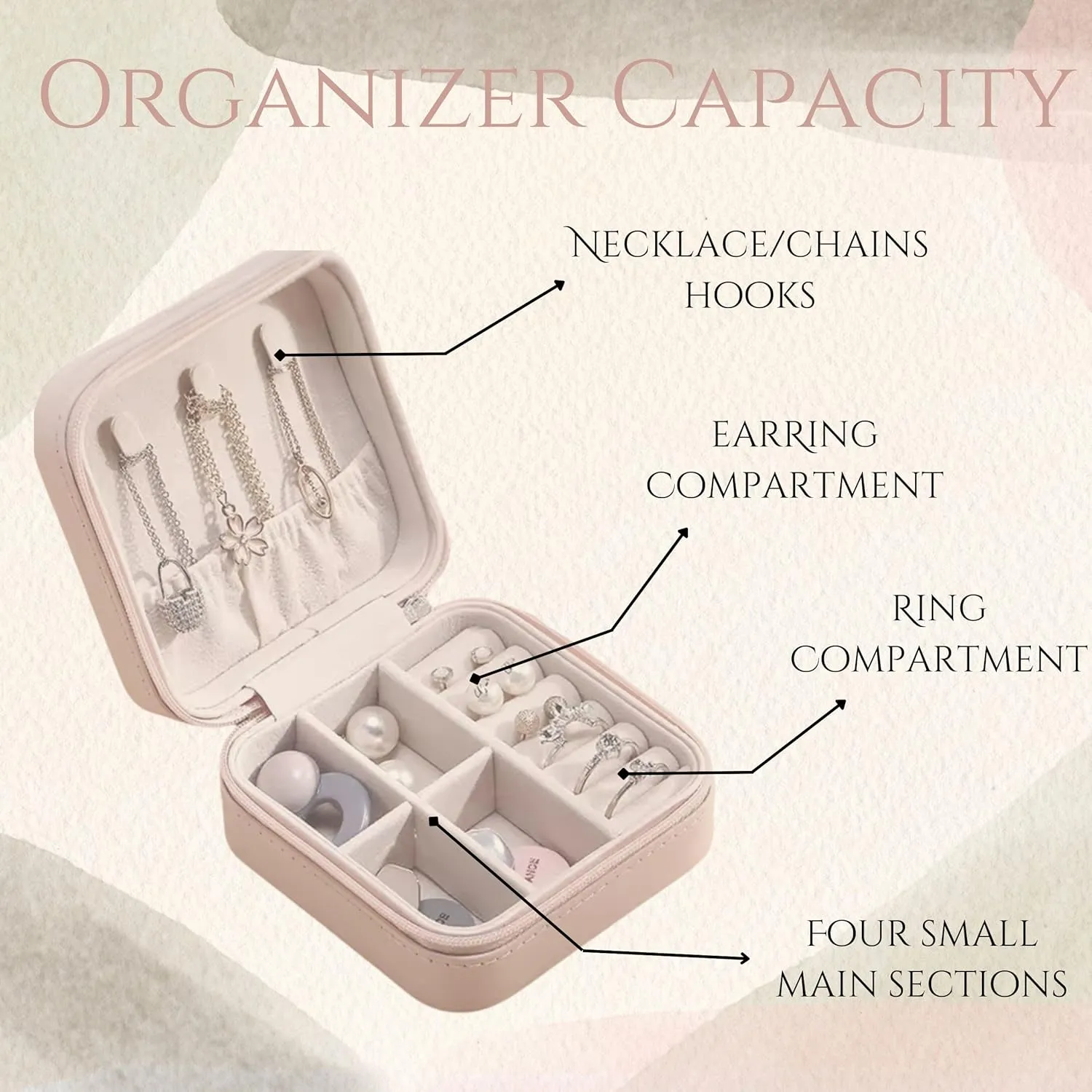 Travel Cosmetic Bag with Jewelry Organizer for Women – Makeup and Toiletry Bag with Separate Jewelry Case for Rings, Earrings, Necklaces – Stylish Travel Gift for Women, Teens, and Girls