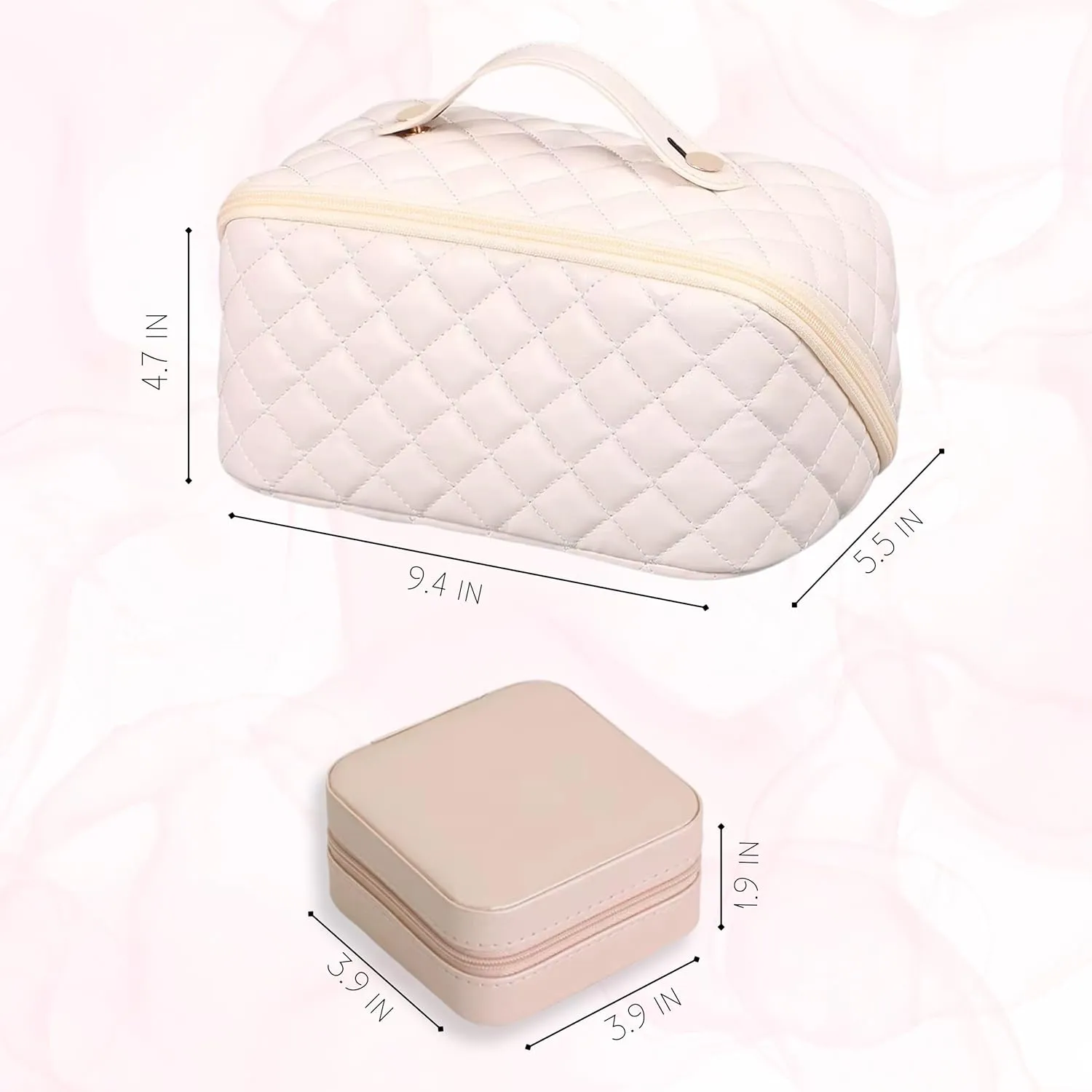 Travel Cosmetic Bag with Jewelry Organizer for Women – Makeup and Toiletry Bag with Separate Jewelry Case for Rings, Earrings, Necklaces – Stylish Travel Gift for Women, Teens, and Girls