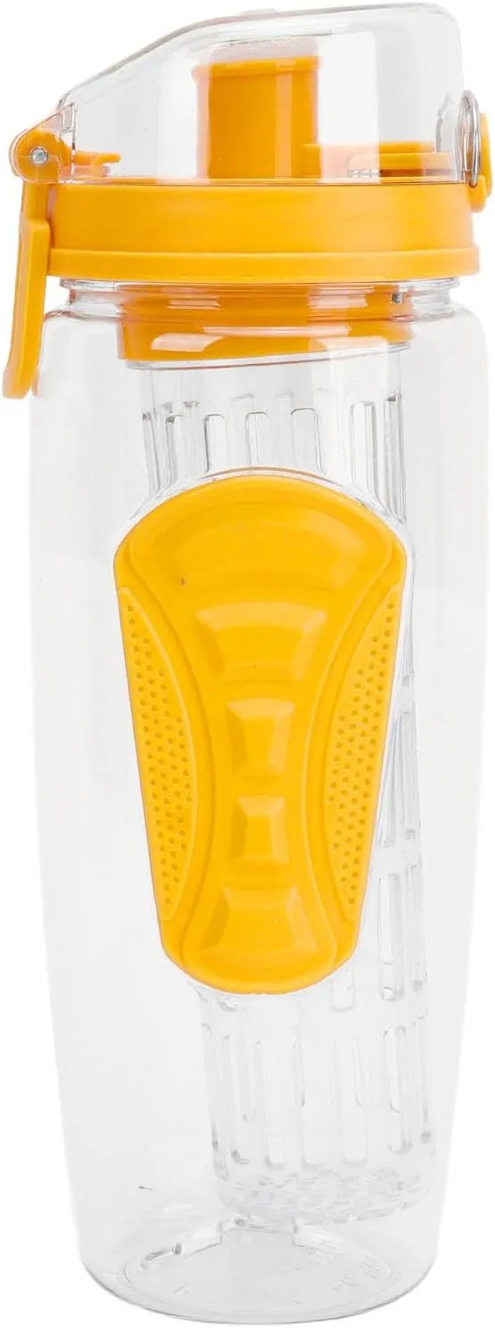 Travel Fruit Infuser Water Bottle, Reusable Fruit Infusion Sports Bottle Large Capacity for Hiking (Yellow)