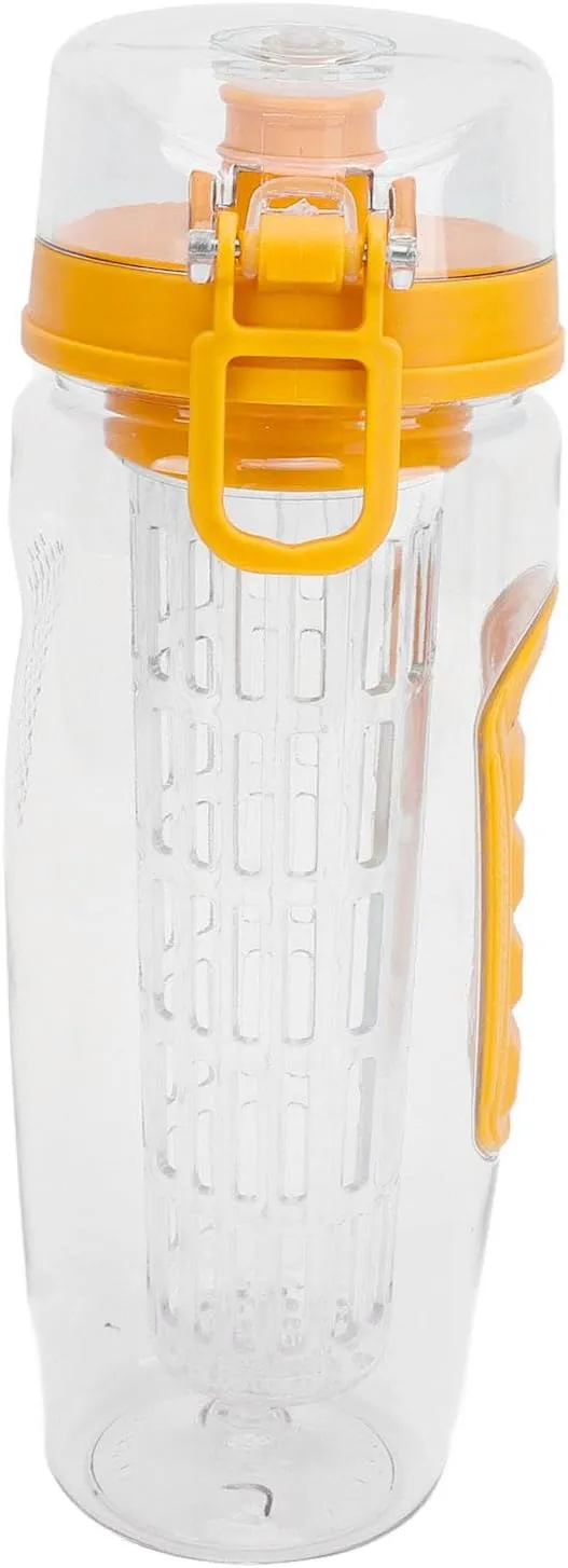 Travel Fruit Infuser Water Bottle, Reusable Fruit Infusion Sports Bottle Large Capacity for Hiking (Yellow)