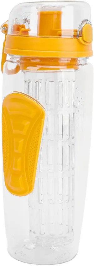 Travel Fruit Infuser Water Bottle, Reusable Fruit Infusion Sports Bottle Large Capacity for Hiking (Yellow)