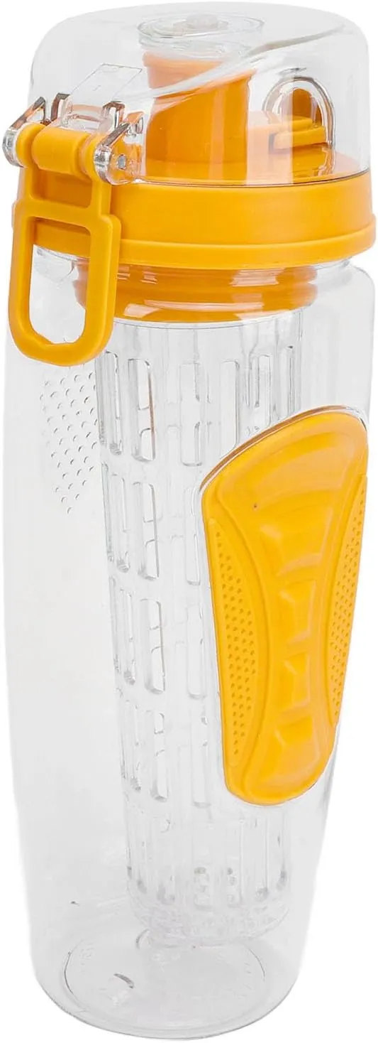 Travel Fruit Infuser Water Bottle, Reusable Fruit Infusion Sports Bottle Large Capacity for Hiking (Yellow)