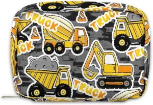 Travel Toiletry Bag for Kids, Cute Small Makeup Pouch for Boys Girls, Waterproof Wash Bag Cosmetic Weekender Bag Toddler Traveling Toiletries(Truck Bulldozer)