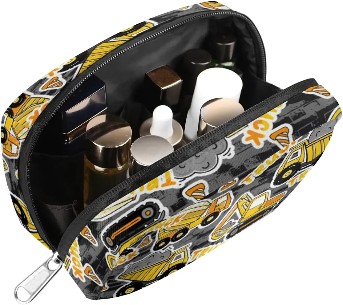 Travel Toiletry Bag for Kids, Cute Small Makeup Pouch for Boys Girls, Waterproof Wash Bag Cosmetic Weekender Bag Toddler Traveling Toiletries(Truck Bulldozer)
