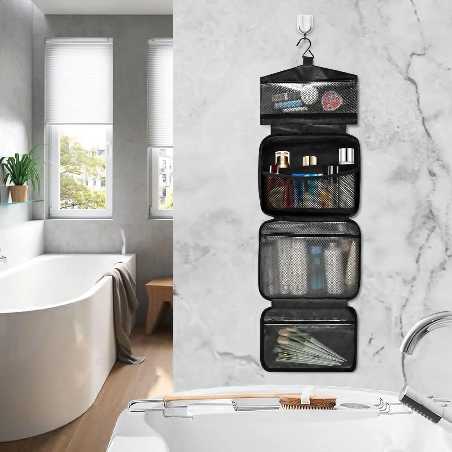 Travel Toiletry Bag Hanging Cosmetic Bag Compact Toiletry Bag with Large Capacity for Women Large Bird and Flower