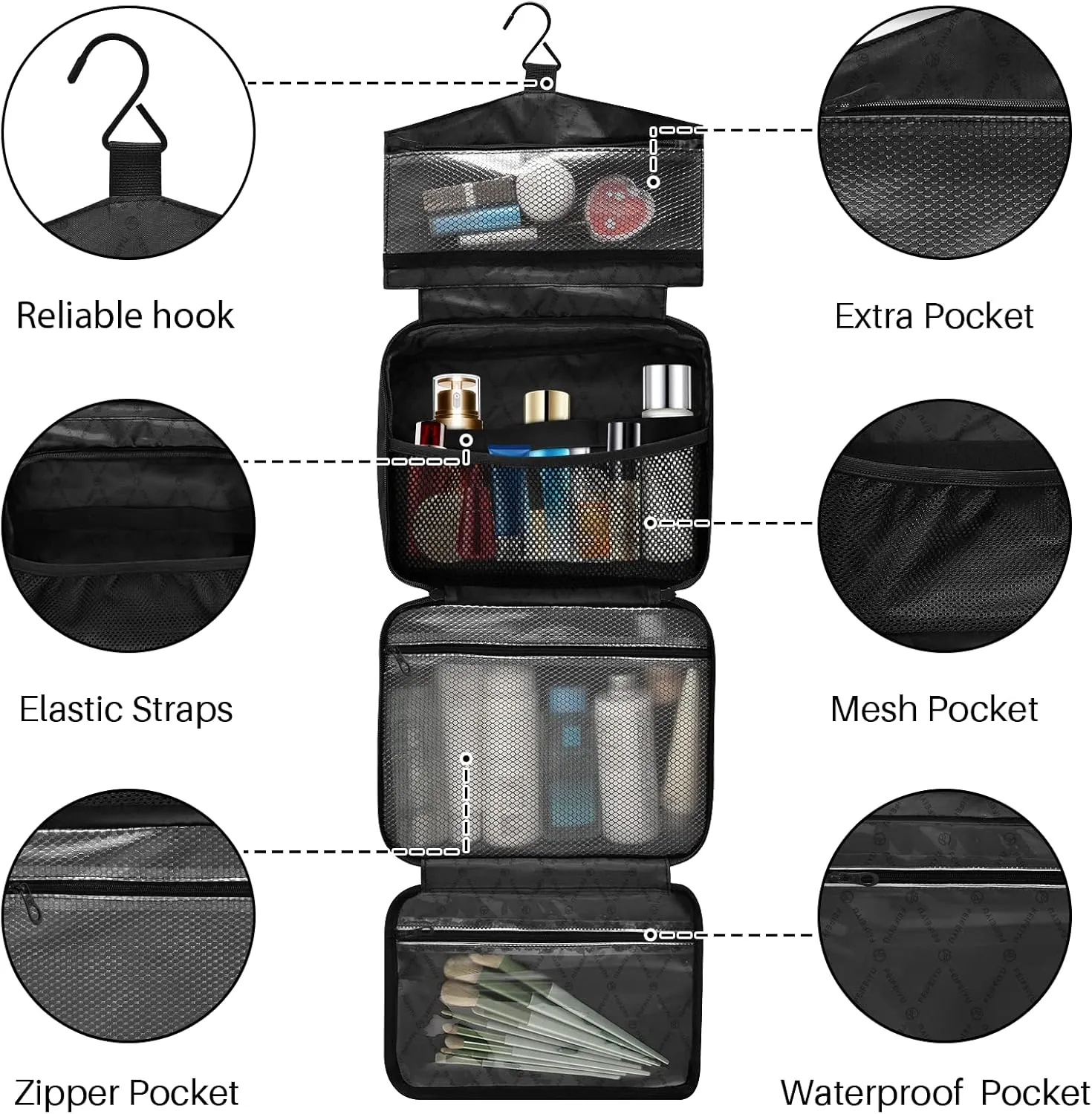 Travel Toiletry Bag Hanging Cosmetic Bag Compact Toiletry Bag with Large Capacity for Women Large Bird and Flower