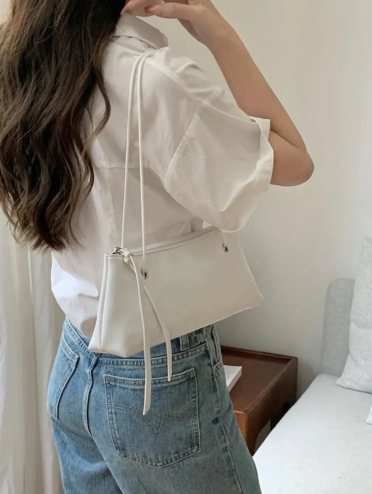 Trendy PU Leather Shoulder Bag for Women Classic Retro Underarm Purse Square long-style Tote Handbag for Travel Dating