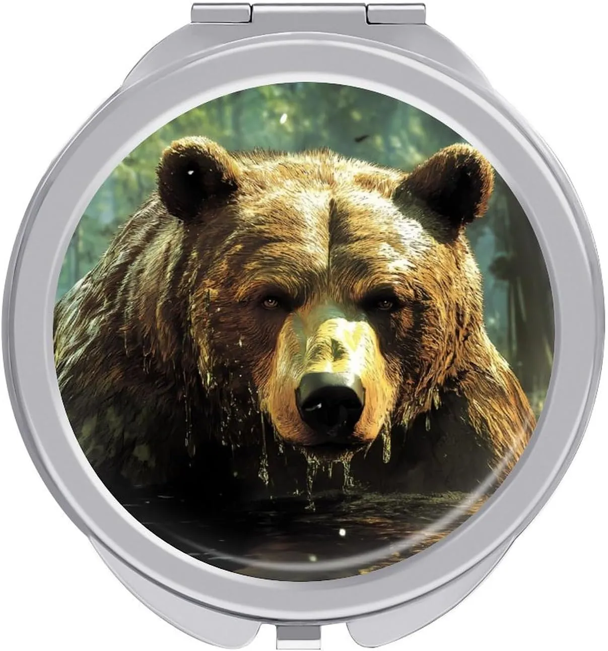 Tropical Forests Animal Bear Compact Mini Mirror Double-Sided Pocket Makeup Mirrors Ultra Portable for Purses and Travel