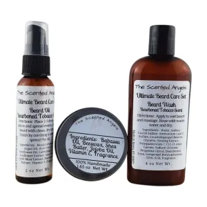 TSA Handmade Ultimate Beard Care Kit with Wash, Oil, Balm for Growth and Moisture, Sensitive Skin, Coarse Beard, Wedding, Fathers Day Gift, Graduation, Men, Teens