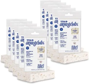 T.Taio Esponjabon Mother of Pearl Soap Sponge - Cleansing Shower Scrubber - Cleaning Bath Wash Scrub - Oil Removal - Massage & Lather Foot, Elbow, & Face - Bathroom Accessories - Fresh Scent (10-pack)