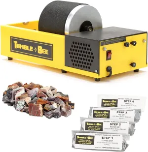 Tumble-Bee Rock Tumbler - Single Tumbler for Adults and Kids - Rotary Machine for Stone, Rock, Metal and Sea Glass - Polishing Machine Kit for Professionals & Hobbyists - Model TB-12-KIT
