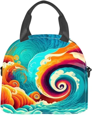 Turbulent golden hour clouds and impossibly big blue rolling ocean Insulated Adult Lunch Bag with Shoulder Strap for Women Lightweight Reusable Portable Freezable Lunch Tote Bag for Work Picnic