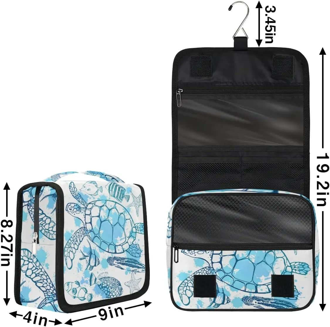 Turtle Hanging Travel Toiletry Bag for Kids, Women Cosmetic Organizer Makeup Bag Pouch Men Shaving Dopp Kit Shower Bag With Sturdy Hook