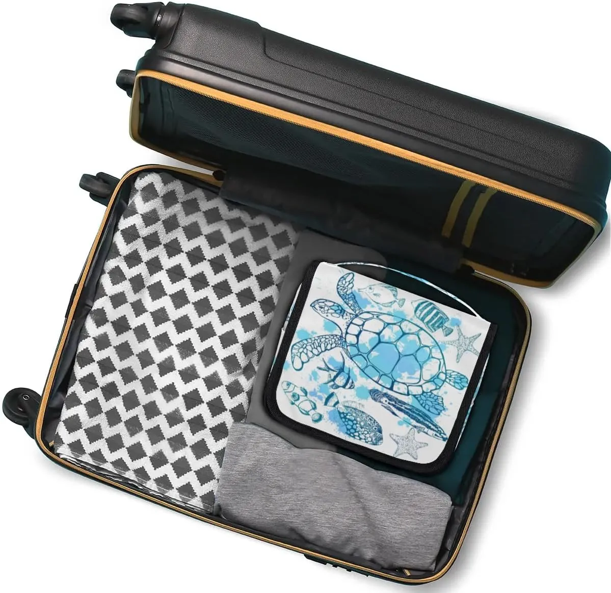 Turtle Hanging Travel Toiletry Bag for Kids, Women Cosmetic Organizer Makeup Bag Pouch Men Shaving Dopp Kit Shower Bag With Sturdy Hook