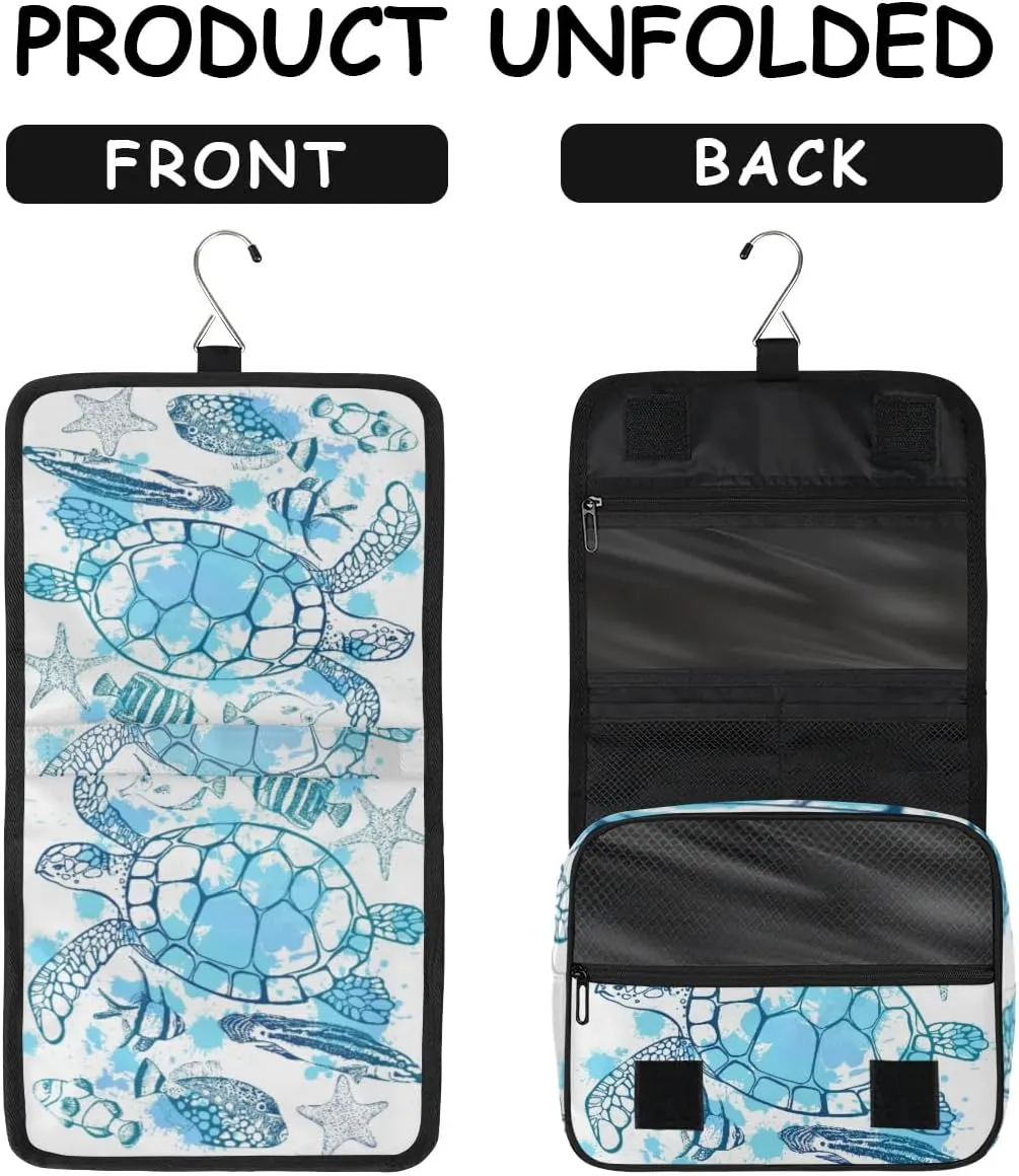 Turtle Hanging Travel Toiletry Bag for Kids, Women Cosmetic Organizer Makeup Bag Pouch Men Shaving Dopp Kit Shower Bag With Sturdy Hook