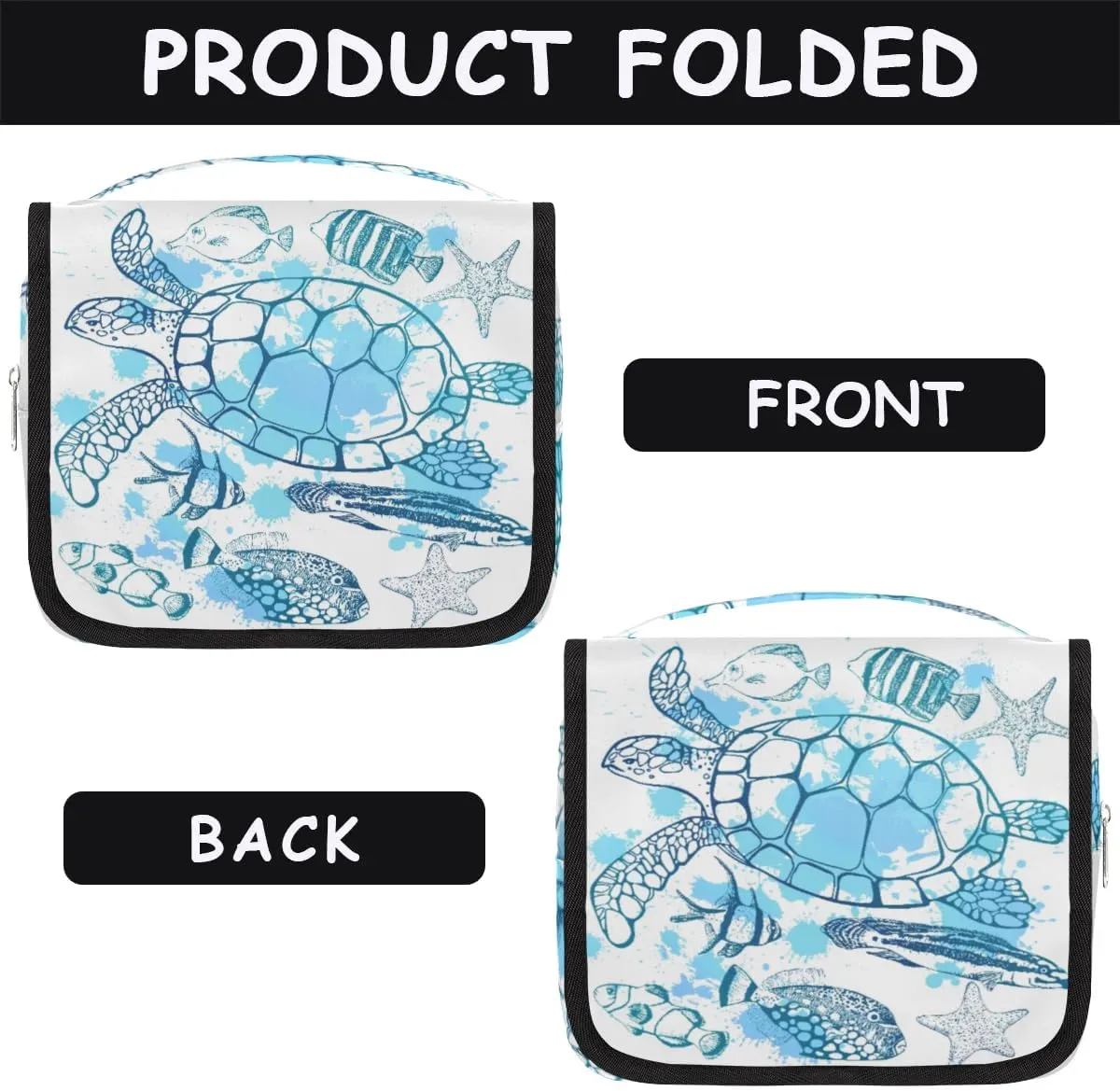 Turtle Hanging Travel Toiletry Bag for Kids, Women Cosmetic Organizer Makeup Bag Pouch Men Shaving Dopp Kit Shower Bag With Sturdy Hook