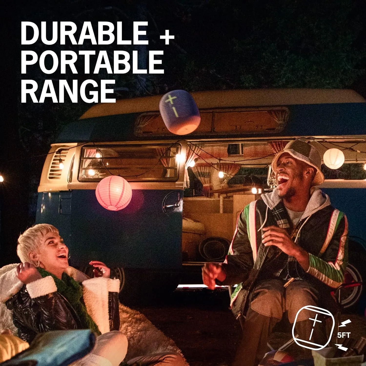 Ultimate Ears WONDERBOOM 3, Small Portable Wireless Bluetooth Speaker, Big Bass 360-Degree Sound for Outdoors, Waterproof, Dustproof IP67, Floatable, 131 ft Range - Performance Blue