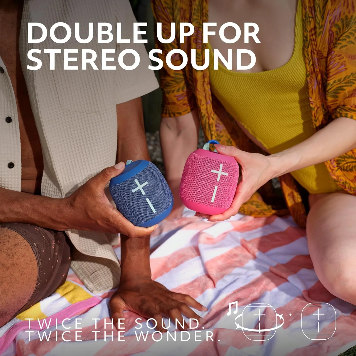 Ultimate Ears WONDERBOOM 4 Wireless Portable Waterproof Bluetooth Speaker, 2-Pack | Bigger, Bassy-er 360 Degree Sound, Outdoor Boost, Podcast Mode | with Signature Series Shockproof Case
