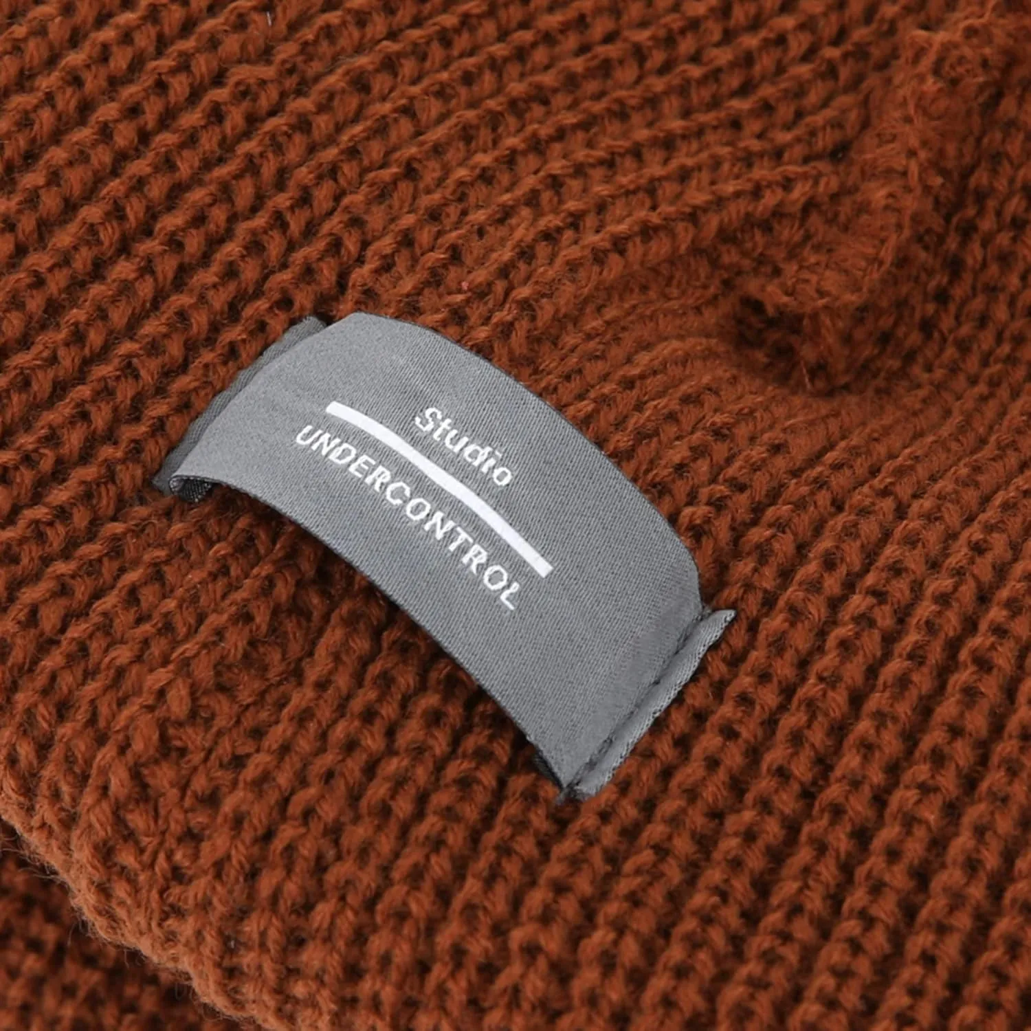 UNDERCONTROL Gold Brass Label Unisex Fall Winter Short Thick Cuffed Rollup Warm Beanie Korea Trawler Fisherman Knit Skull Hat