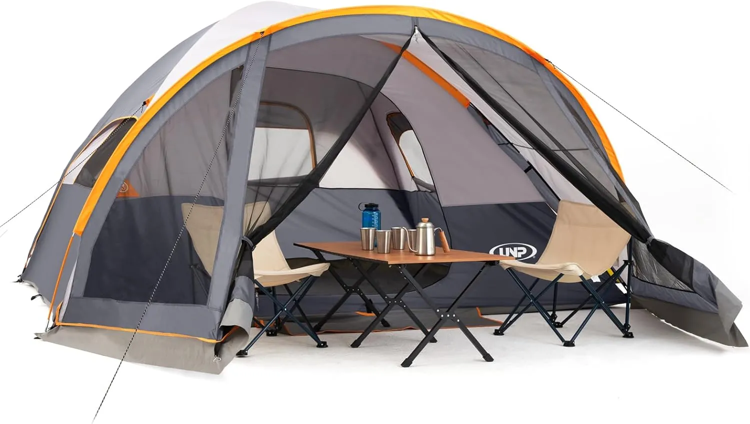 UNP Camping Tent with Screen Room, Portable 6 Person Camping Tent with Screen Porch, Family Dome Tent for Camping Outdoor - 14'x11'x72''(H)