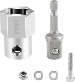 Upgraded Stainless Steel Top Wind Trailer Jack Crank Handle Cordless Drill Adapter with a 1/2 Inch Socket Adapter Bit