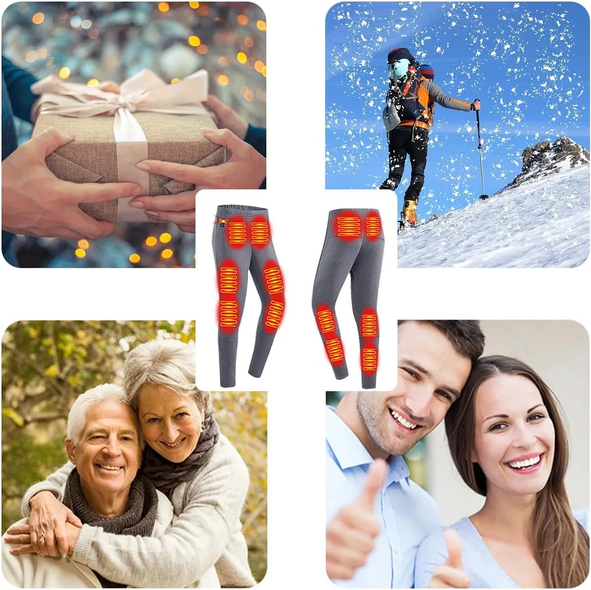 USB Heated Underwear Pant, 12 Heating Zone Thermal Heated Pant for Outdoor Skiing, Motorcycle (Without Power Bank)